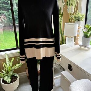 Elegant Black and Cream Women's Sweater set